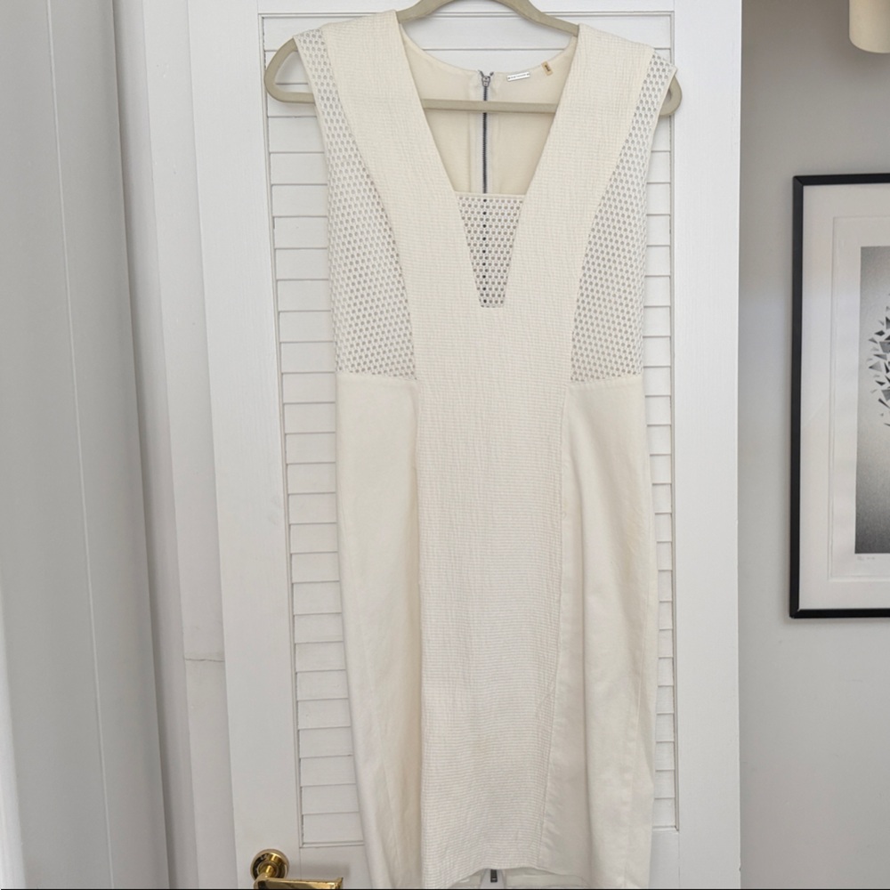 Elie Tahari Cream Textured Midi Dress